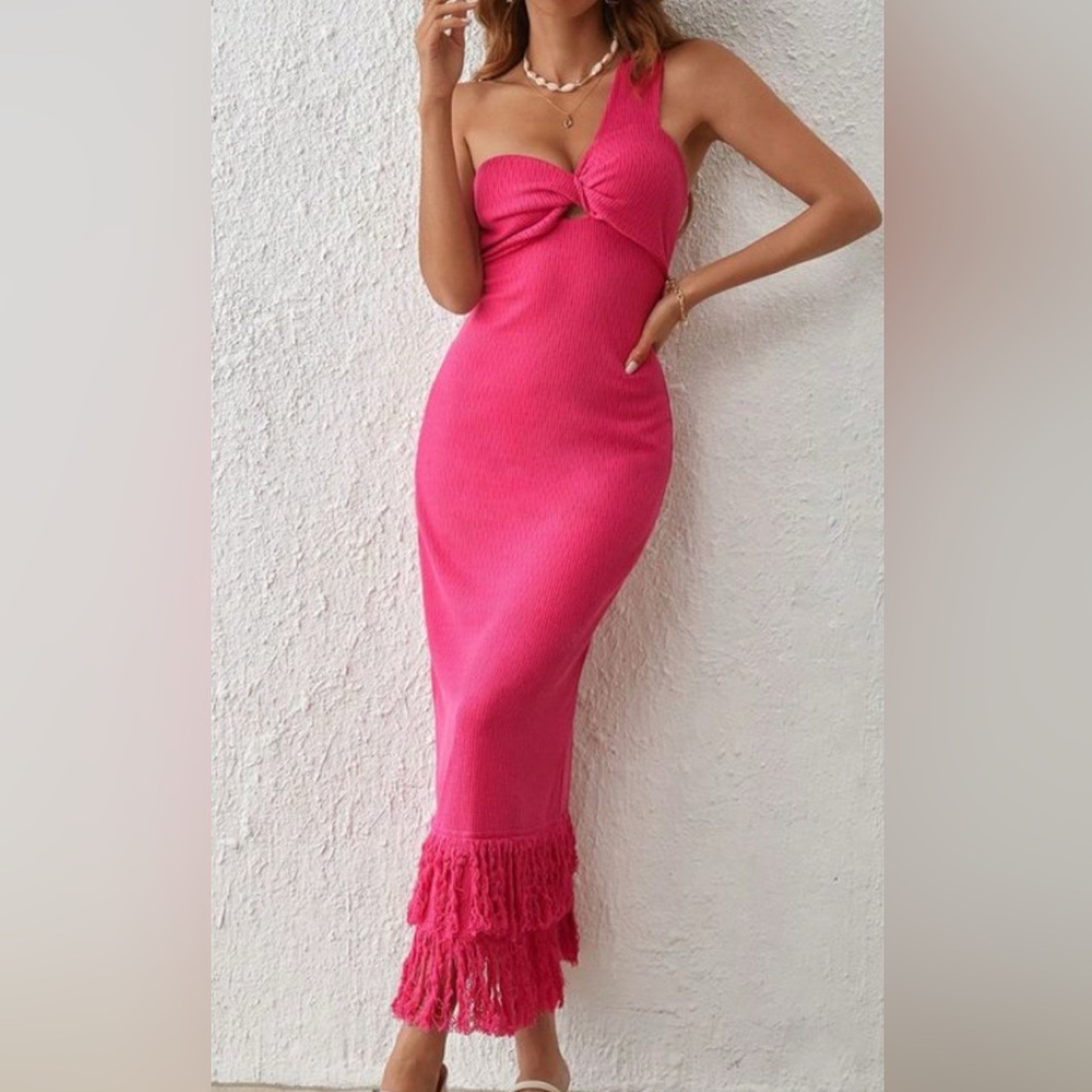 SHEIN Pink One Shoulder Dress
